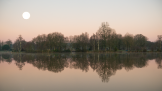 Paysage givré de l’étang du Beauché par une froide matinée bretonne